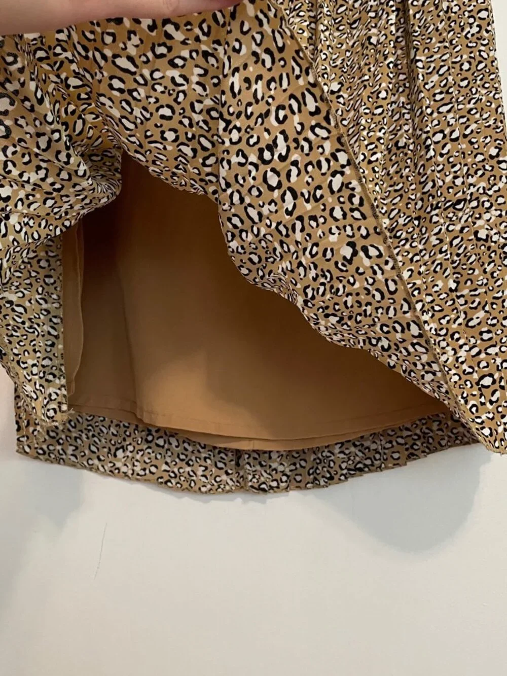 J. CREW Factory Pleated Midi Skirt Tan Brown Black Leopard Print Cheetah Animal